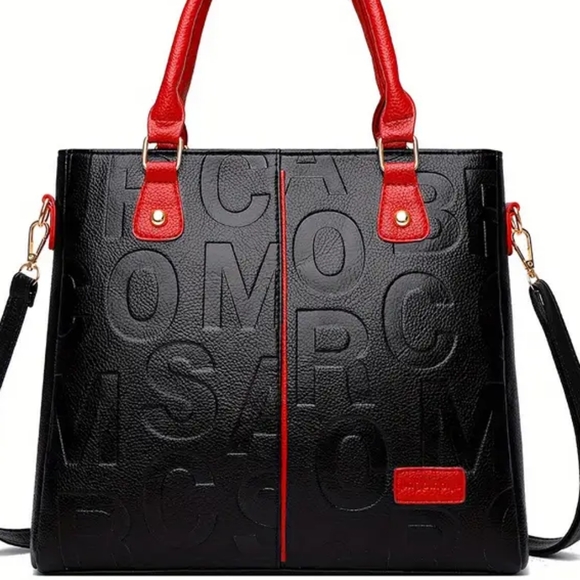 NEW DESIGNER INSPIRED Letter Leather Handbag & Matching Clutch - Picture 3 of 14